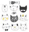 Set of cute doodle cats. Sketch cat. Cat handmade print