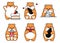 Set of cute drawn hamsters. Kawaii hamster eats a seed. Collection of avatars mascots funny character animal stickers