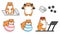 Set of cute drawn hamsters. Kawaii hamster goes in for sports. Collection of avatars mascots funny character animal
