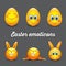 Set of cute Easter emoticons - emoji - vector illustration
