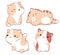 Set of cute fat cats kawaii style. Collection of lovely little kitty in different poses. Can be used for t-shirt print, stickers,