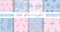 Set of cute flamingo and tropical patterns. Seamless pattern designs for textile, posters etc. Vector illustration