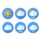 Set of cute flat vector colourful weather icons