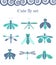 Set of cute flies and other insects