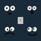 Set of cute funny face emotions and tumbler light swith. Flat design style