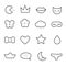 Set of cute funny girl line icons