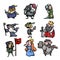 Set of cute and funny medieval characters of different people