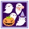 Set of cute ghosts with different emotions in kawaii style. Halloween Collection of little ghosts