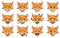 Set of cute ginger cat with different emotions. Character cartoon kitten face. Avatar emoticon illustration. Cat emoji.