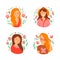 The set of cute girls avatars. The faces and portraits of women