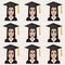 Set of cute graduate student emoticons.