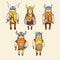 Set of cute grumpy vikings