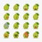 Set of cute guava with emoticons