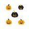 Set of cute Halloween pumpkins, contemporary vector illustration