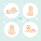 Set of cute infant babies. Cartoon newborn baby in various poses