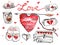 A set of cute isolated icons for Valentine\\\'s Day.