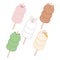 Set of cute Japanese dangos in the form of animals in the style of kawaii.