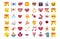 Set cute kawaii saint valentine emojis colorful isolated