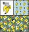 Set with cute and kittens cats in bananas.