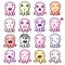 Set of cute little monsters emoticons.