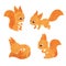 Set of cute little squirrels. Vector watercolor illustration