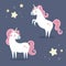 Set of cute magical unicorns. Little princess theme.