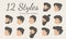 Set of cute modern man side view avatars