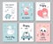 Set of cute nursery posters, baby card