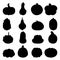 Set of cute outline pumpkin black silhouettes. Autumn contour element graphic icons