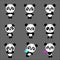 Set of cute pandas character with different emotions. Vector cartoon panda character. Vector collection.