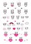 Set of cute pandas with hearts. Elements for Valentine`s Day, birthday, Mother`s Day, wedding.