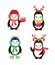 Set of cute penguins