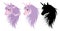 Set of cute pink unicorn with a purple hair. Silhouette of head of a unicorn.