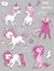 Set with cute pink unicorns