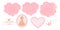 Set of cute pink vector stamps.