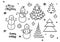 Set of cute playful snowmen. Elements from the Christmas collection of characters. Happy New Year, Merry Xmas design element.