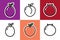 Set of Cute Plum or Grape, Peach, and Pomegranate Icon Illustration