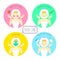 Set of cute pretty girl cosmetic make up and beauty spa skin care flat character design,cartoon infographic