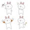 Set of cute rabbit expression for element, card, template. Character design