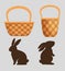 Set cute rabbit with wood basket design