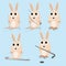 Set of cute rabbits playing hockey