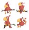 Set of cute red parrots for you design. Cartoon