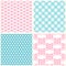 Set of cute retro primitive seamless patterns with hearts, polka dots and gingham