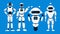 Set of cute robots, chatbots, AI bots characters design vector. AI technology and cyber characters. Futuristic technology service