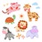 Set of cute safari animals, ready to use on a white background.