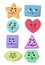 Set of cute shapes with faces doodle