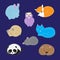 Set of cute sleeping animals