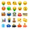 Set of cute smiley emoticons, emoji design, bicoin, business, crypto currency icons, vector ilustration.