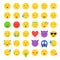 Set of cute smiley emoticons, emoji flat design