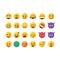 Set of cute smiley emoticons, emoji flat design, vector illustration